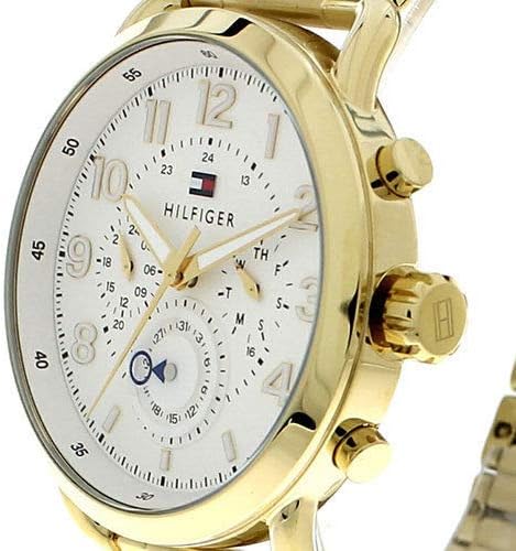 Tommy Hilfiger Quartz White Dial Gold Steel Strap Watch for Men - 1791455