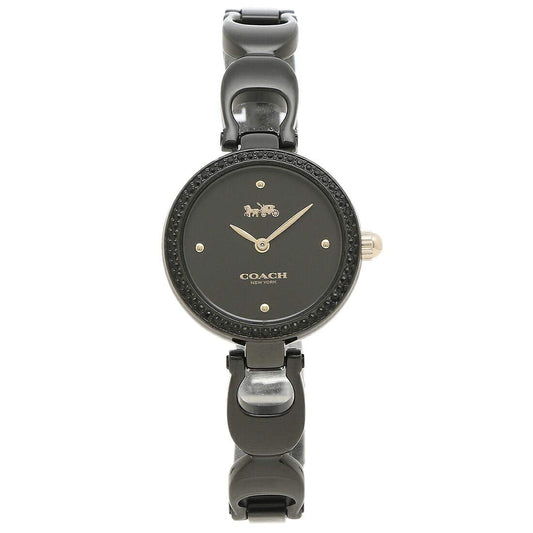 Coach Park Black Swarovski Dial Black Steel Strap Watch for Women - 14503564