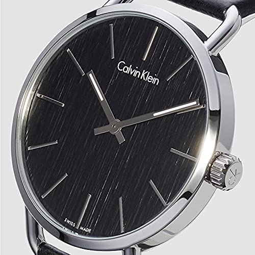 Calvin Klein Even Black Dial Black Leather Strap Watch for Women - K7B211C1