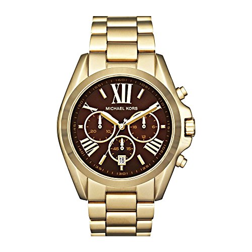 Michael Kors Bradshaw Brown Dial Gold Steel Strap Watch for Women - MK5502