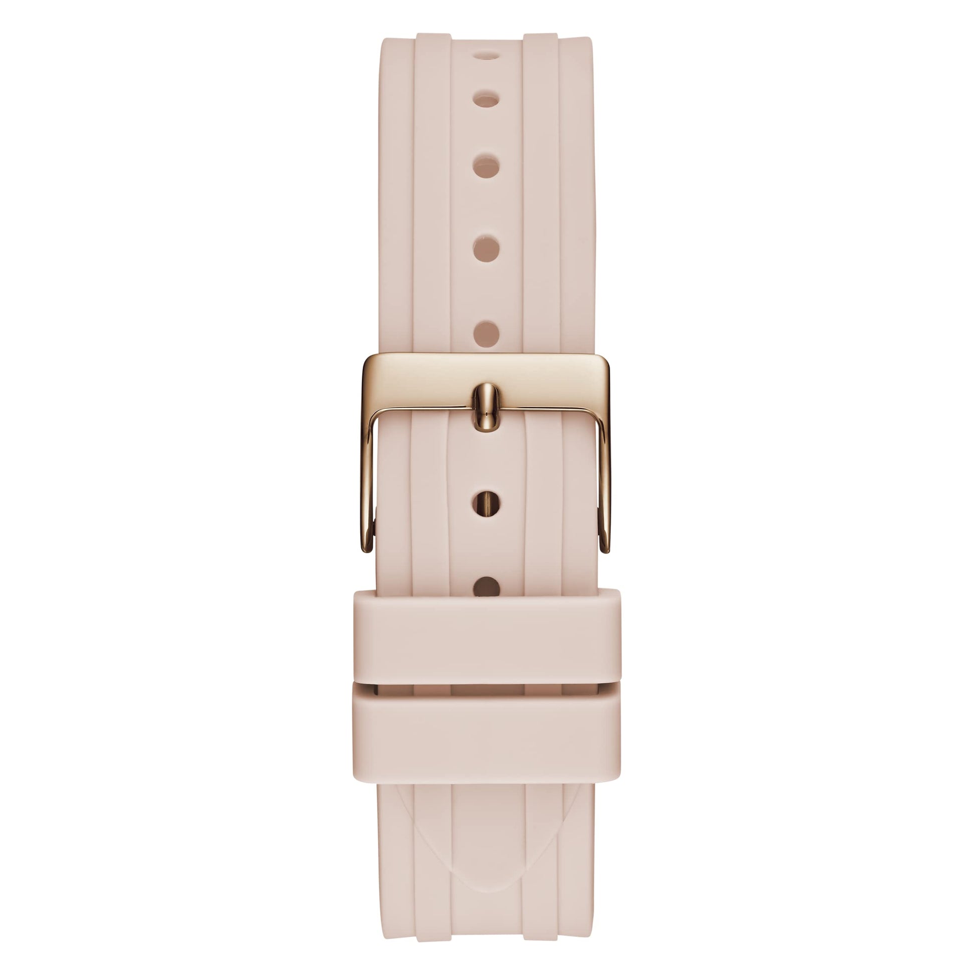 Guess Heiress Diamonds Rose Gold Dial Pink Rubber Strap Watch for Women - GW0407L3