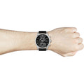 Hugo Boss Skymaster Chronograph Black Dial Black Leather Strap Watch for Men - 1513782