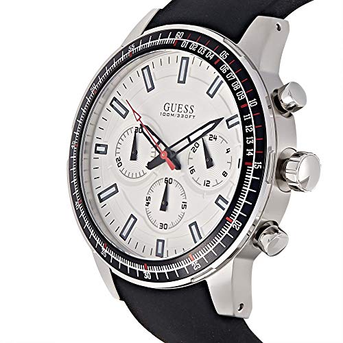 Guess Fuel Multifunction White Dial Black Rubber Strap Watch for Men - W0802G1