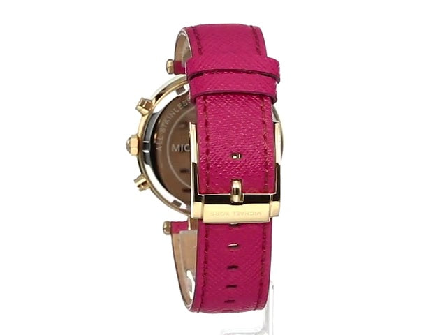 Michael Kors Parker White Dial Pink Leather Strap Watch for Women - MK2297