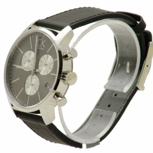 Calvin Klein City Chronograph Black Dial Black Leather Strap Watch for Men - K2G271CX