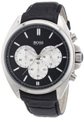 Hugo Boss Driver Black Dial Black Leather Strap Watch for Men - 1512879