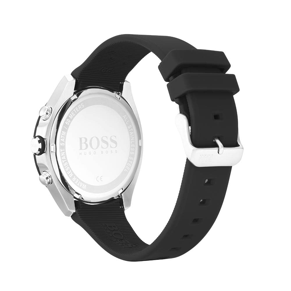 Hugo Boss Volane Chronograph Grey Dial Black Silicone Strap Watch for Men - 1513953