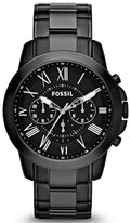 Fossil Grant Chronograph Black Dial Black Steel Strap Watch for Men - FS4832