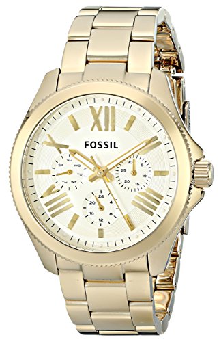 Fossil Cecile Multifunction Champagne Dial Gold Steel Strap Watch for Women - AM4510