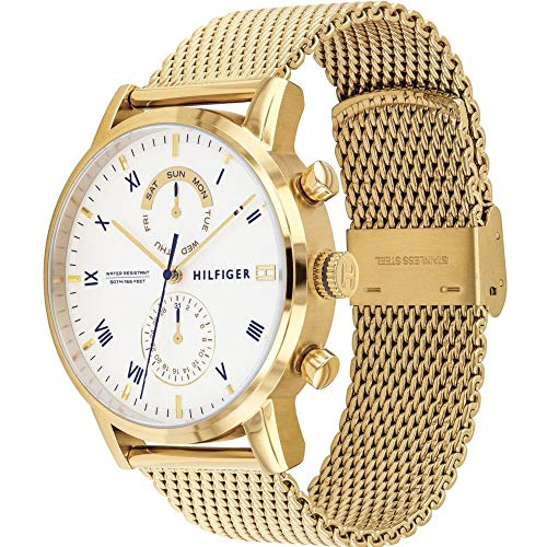 Tommy Hilfiger Kane White Dial Gold Mesh Bracelet Watch for Men - 1710403