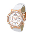 Swarovski Citra Sphere Chrono White Dial White Leather Strap Watch for Women - 5080602