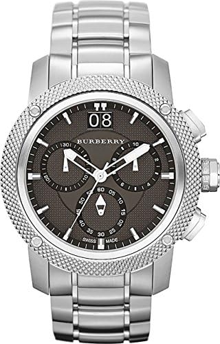 Burberry Utilitarian Chronograph Black Dial Silver Steel Strap Watch For Men - BU9800