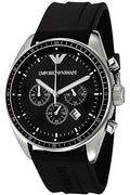 Emporio Armani Sportivo Chronograph Black Dial Black Rubber Strap Watch For Men - AR0527