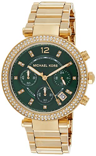 Michael Kors Parker Green Dial Gold Steel Strap Watch for Women - MK6263