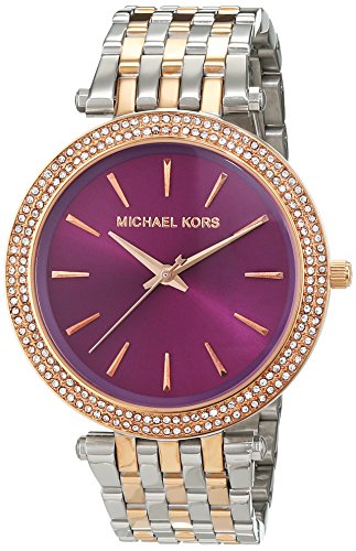 Michael Kors Darci Purple Dial Two Tone Stainless Steel Strap Watch for Women - MK3353