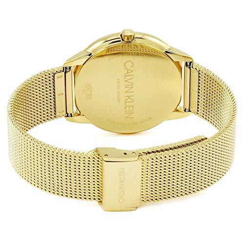 Calvin Klein Minimal White Dial Gold Mesh Bracelet Watch for Men - K3M21526