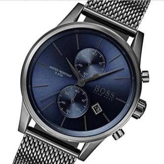 Hugo Boss Jet Chronograph Blue Dial Gunmetal Grey Mesh Bracelet Watch for Men - 1513677