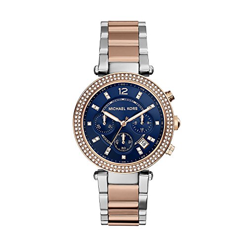 Michael Kors Parker Blue Dial Two Tone Steel Strap Watch for Women - MK6141