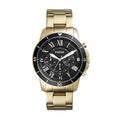 Fossil Inscription Automatic Black Dial Gold Steel Strap Watch for Men - FS5267