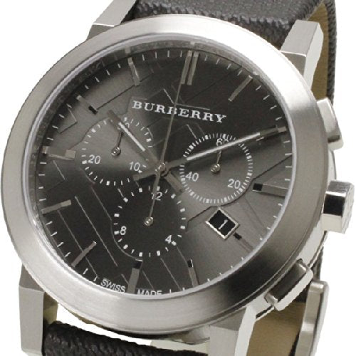 Burberry The City Grey Dial Black Leather Strap Watch for Men - BU9359