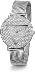 Guess Iconic Diamonds Silver Dial Silver Mesh Bracelet Watch For Women - GW0477L1