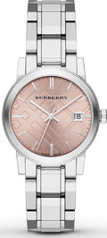 Burberry The City Pink Dial Silver Steel Strap Watch for Women - BU9124