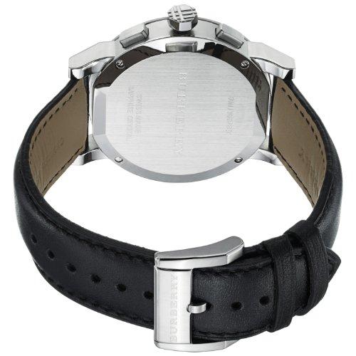 Burberry The City Chronograph White Dial Black Leather Strap Watch for Men - BU9355