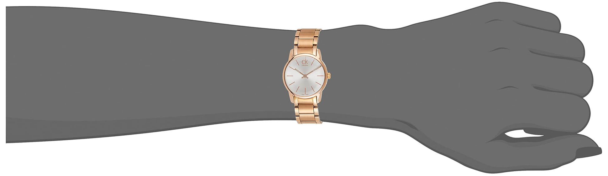 Calvin Klein City White Mother of Pearl Dial Rose Gold Steel Strap Watch for Women - K2G23646