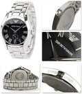 Emporio Armani Valente Black Dial Silver Steel Strap Watch For Men - AR0680