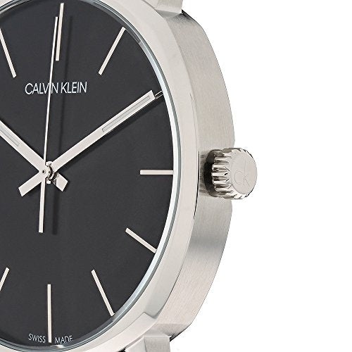 Calvin Klein Posh Black Dial Black Leather Strap Watch for Men - K8Q311C1