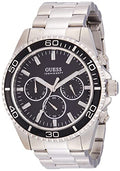 Guess Chaser Chronograph Black Dial Silver Steel Strap Watch for Men - W0170G1