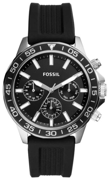 Fossil Bannon Multifunction Black Dial Black Silicone Strap Watch for Men - BQ2494