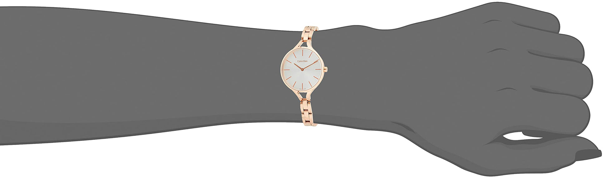 Calvin Klein Graphic Silver Dial Rose Gold Steel Strap Watch for Women - K7E23646