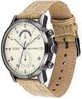 Tommy Hilfiger Kane White Dial Beige Leather Strap Watch for Men - 1710399