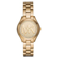 Michael Kors Slim Runway Gold Dial Gold Steel Strap Watch for Women - MK3477