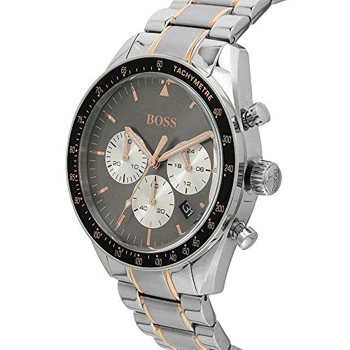 Hugo Boss Trophy Chronograph Grey Dial Silver Steel Strap Watch for Men - 1513634