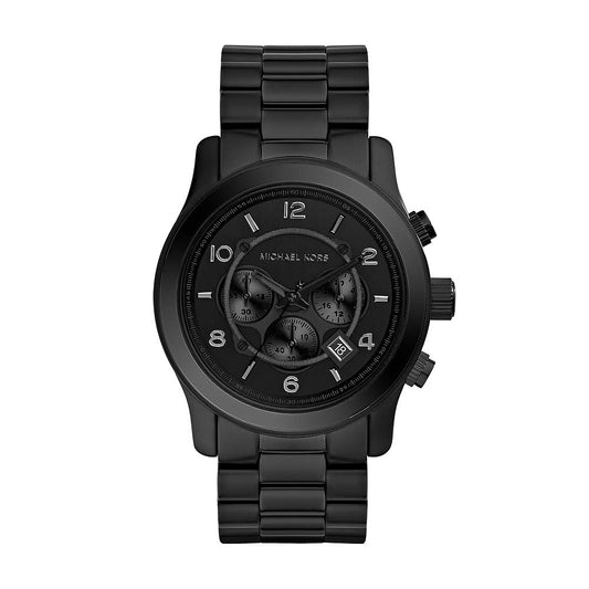 Michael Kors Runway Chronograph Black Dial Black Steel Strap Watch for Men - MK8157