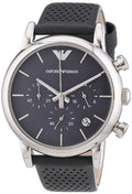 Emporio Armani Luigi Chronograph Quartz Grey Dial Grey Leather Strap Watch For Men - AR1735