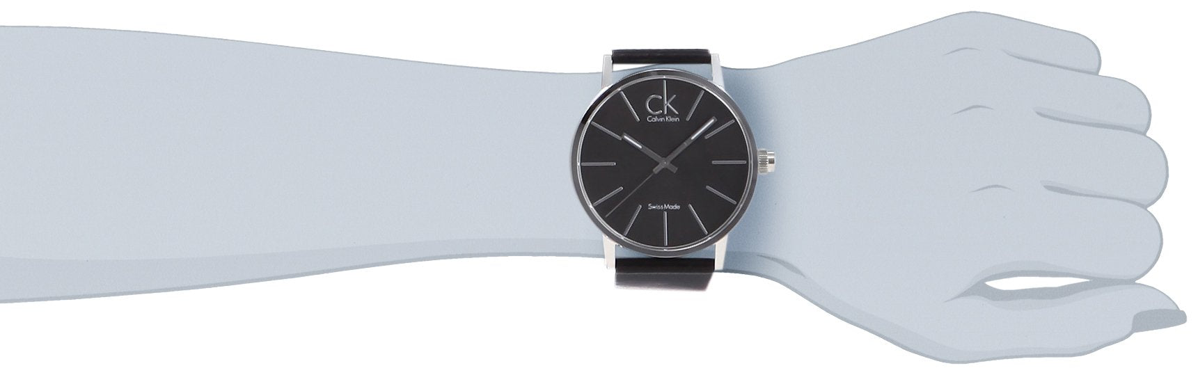 Calvin Klein Minimal Black Dial Black Leather Strap Watch for Men - K7621107