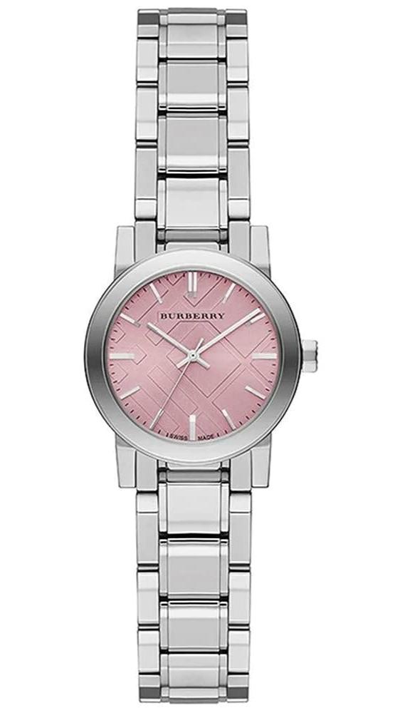 Burberry The City Diamonds Pink Dial Silver Steel Strap Watch for Women - BU9231