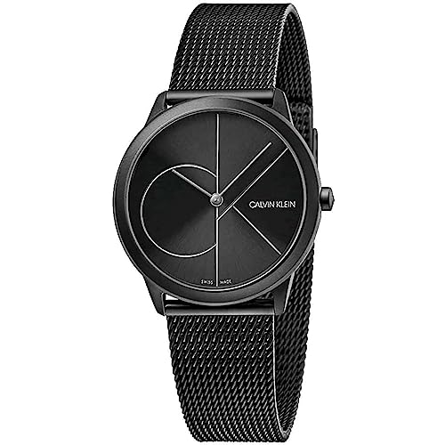 Calvin Klein Minimal Black Dial Black Mesh Bracelet Watch for Women - K3M5245X