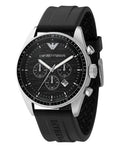 Emporio Armani Sportivo Chronograph Black Dial Black Rubber Strap Watch For Men - AR0527