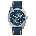 Fossil Machine Chronograph Blue Dial Blue Leather Strap Watch for Men - FS5262