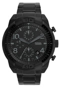 Fossil Bronson Chronograph Black Dial Black Steel Strap Watch for Men - FS5712