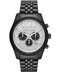 Michael Kors Lexington Chronograph Crystal Dial Black Steel Strap Watch for Men - MK8605