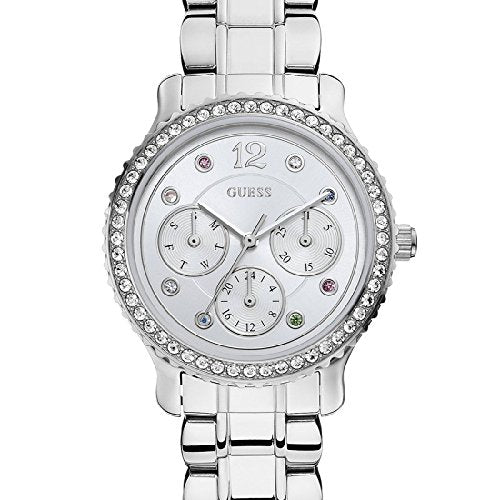 Guess Enchanting Diamonds Silver Dial Silver Steel Strap Watch for Women - W0305L1