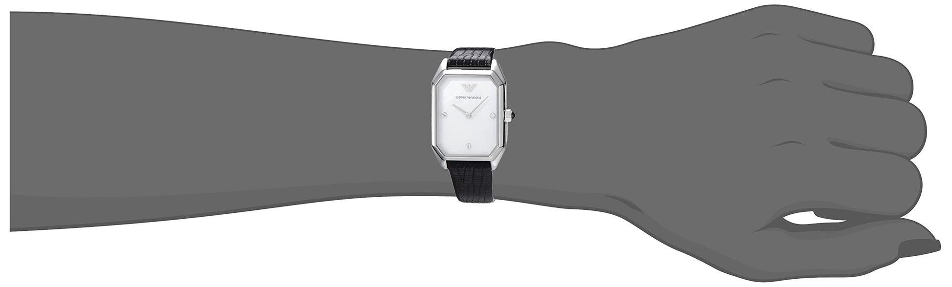 Emporio Armani Gioia Analog Mother of Pearl Dial Black Leather Strap Watch For Women - AR11148