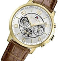 Tommy Hilfiger Keagan Quartz Silver Dial Brown Leather Strap Watch for Men - 1791291