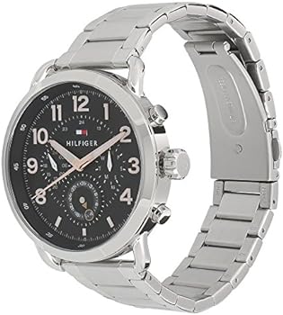 Tommy Hilfiger Briggs Chronograph Black Dial Silver Steel Strap Watch for Men - 1791422