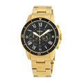 Fossil Inscription Automatic Black Dial Gold Steel Strap Watch for Men - FS5267